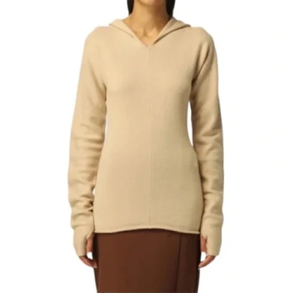 MaxMara SportMax Beige Cashmere Wool‎ Centro Hooded Sweater Small